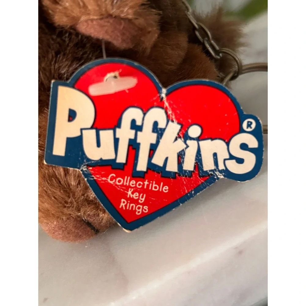 Vintage 1997 Puffkins Biff Buffalo Plush Keychain Swibco Brown Bison 6628-K